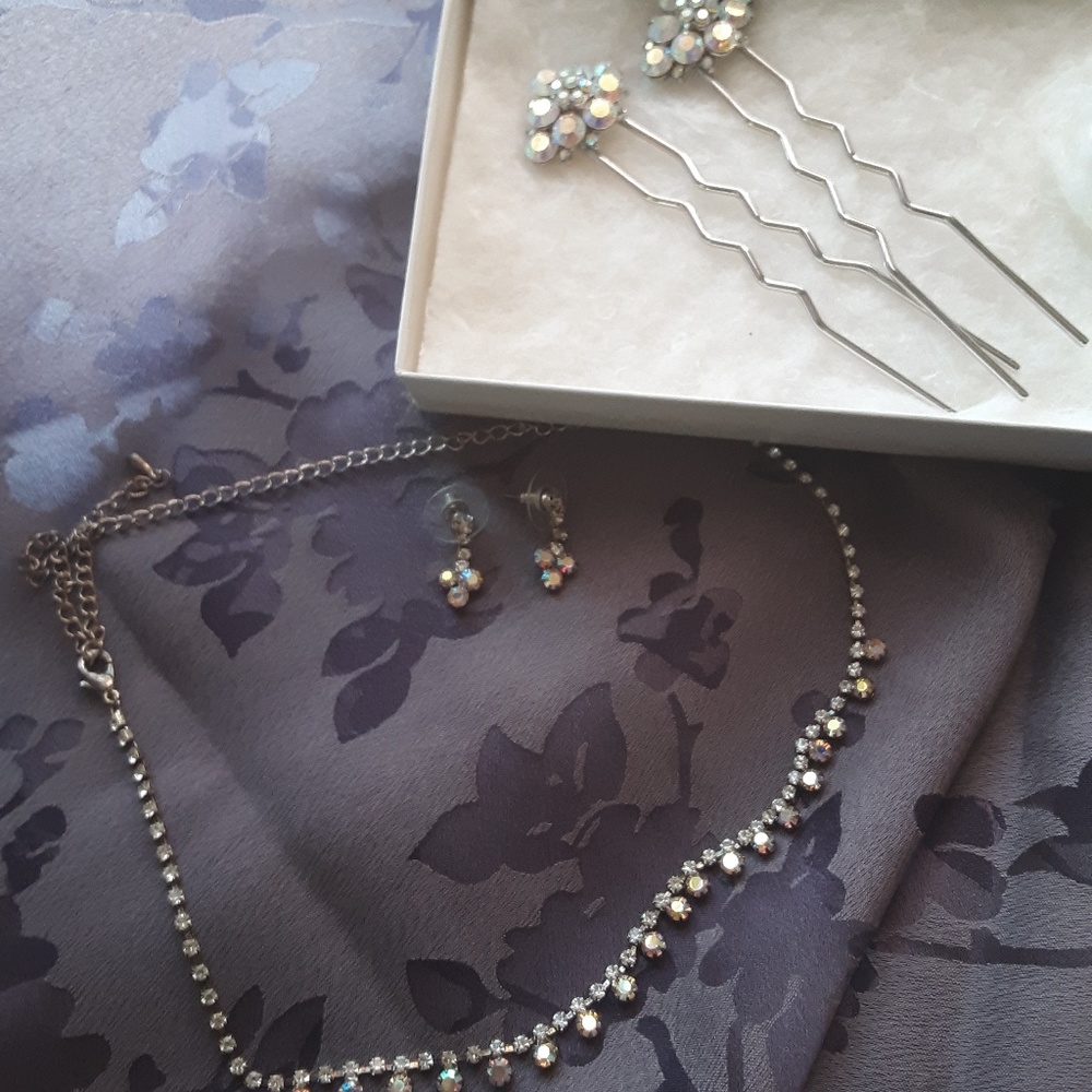 Special Occasion Hair Pins, Earrings & Choker Set